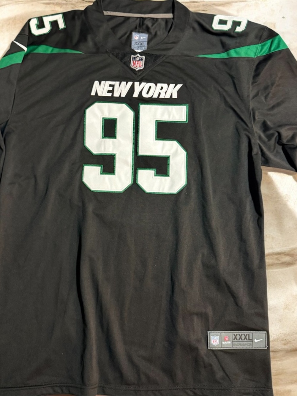 Nike New York Jets #95 NFL On Field Jersey Men’s XXXL 3XL Black